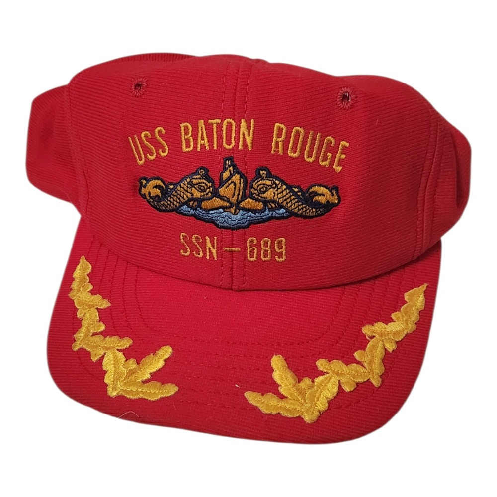 Vintage USS Baton Rouge SSN-689 Submarine Hat Red‎ DeLONG Snapback USA Made